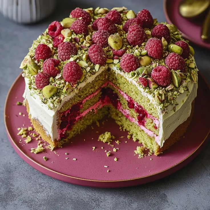 Raspberry Pistachio Cake